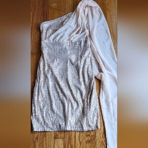 Grace Karin NWT Peach Sequin Off The Shoulder Dress Size 6.